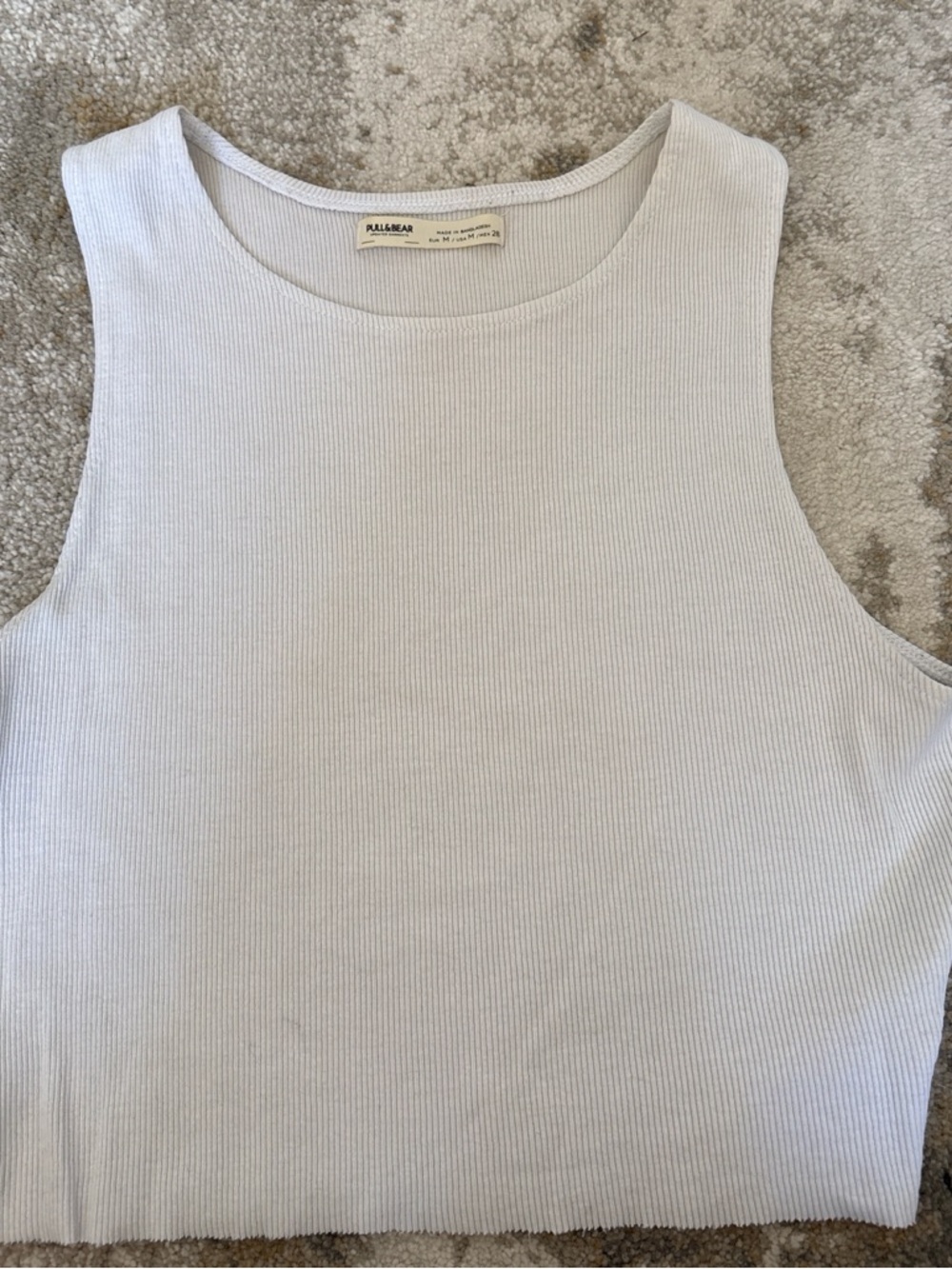Pull&Bear Women's Ribbed Tank Top in Light Gray